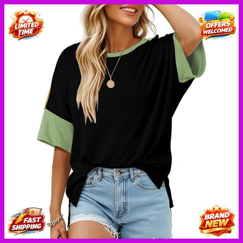 Oversized Crewneck T-Shirt, Lightweight Stretch Fabric, Business Casual Top